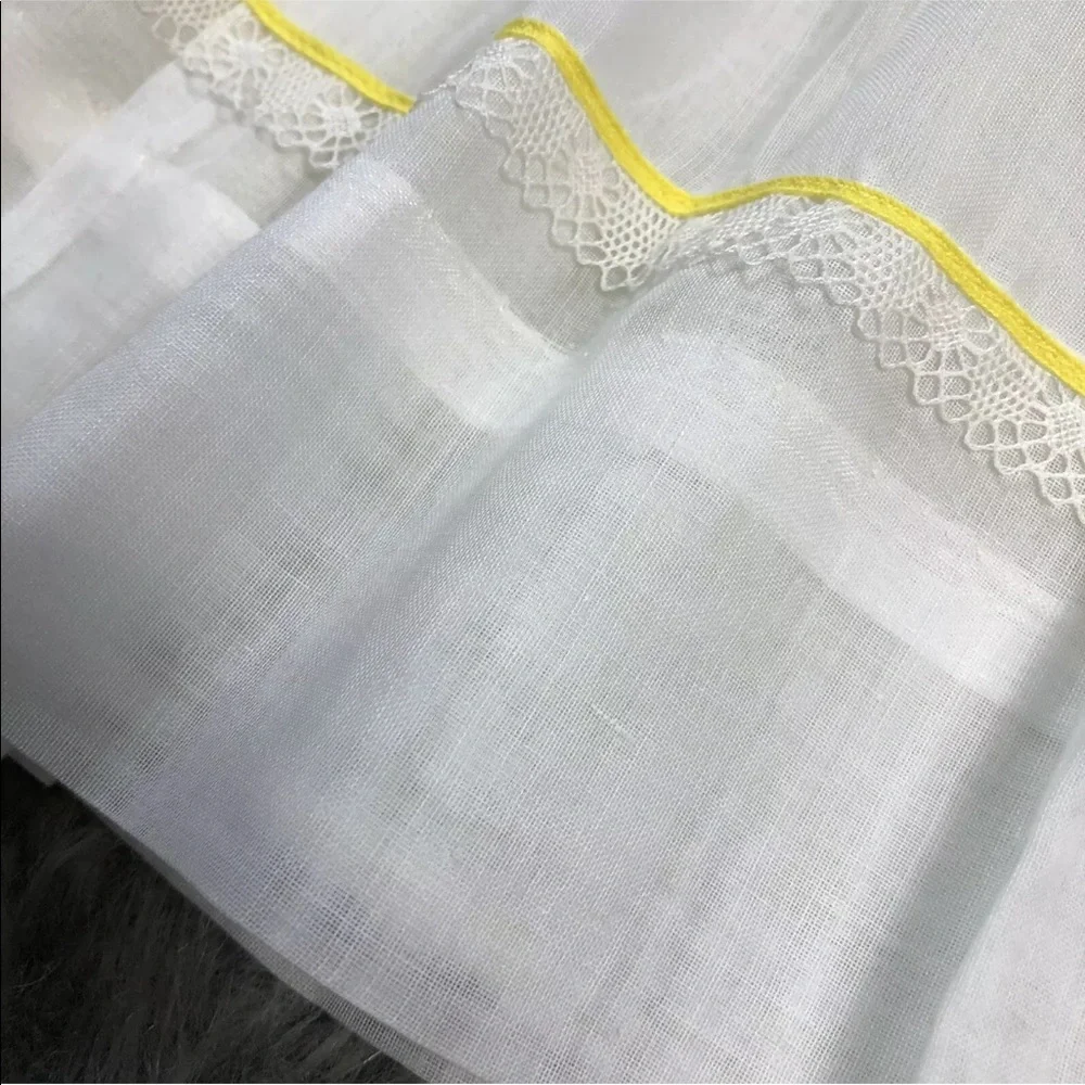 Ruth Of Carolina Vintage Girls White Yellow Black Striped Floral Dress